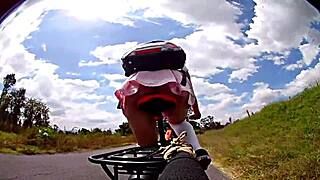 that old biker saw my skirt flip up on the bike ride and shot his load outside