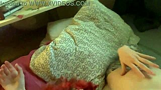 Horny redhead girlfriend's hairy pussy fingered then fucked doggystyle quickie