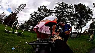 that old biker saw my skirt flip up on the bike ride and shot his load outside