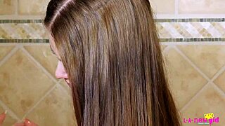 skinny brunette teen showers up for daddy's casting couch