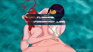 Halloween foursome caught sucking double cock!