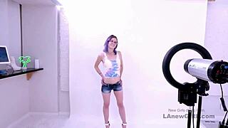 yo shy purple-haired teen, daddy's gonna fuck you deep on this sofa after your interview—swallow it all