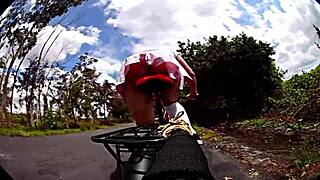 that old biker saw my skirt flip up on the bike ride and shot his load outside