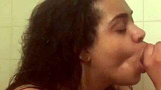 Amateur babe with big ass and tits fucks dildo in steamy shower solo