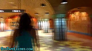 yo ebony teen babe in heels shows off big tits and gets homemade lesbian action with black friend