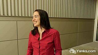 Cute lilith pleasures herself in the bathroom mirror