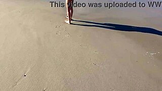 Redhead Latina Pornstar Flashes Big Tits During Beach Voyeur Walk In Public Sun