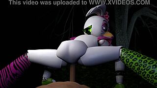 Chica rides through the woods