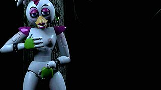 Chica rides through the woods