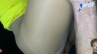 couple rips leggings off long-legged blonde heels hairy pussy creampie garage