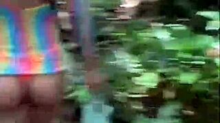 took my friends to flash big asses in the woods