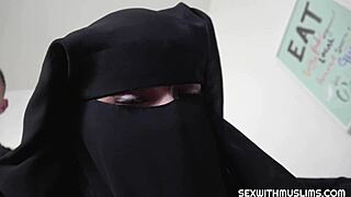 Poor Muslim Niqab Girl Sucks and Fucks with Sexy Arab European Couple
