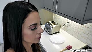 Eva Long milf, why suck stepson's huge cock so deep before swallowing cum?