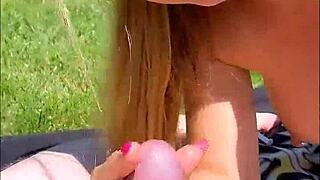 pov risky public outdoor fuck huge squirts everywhere with lenushka doll!!