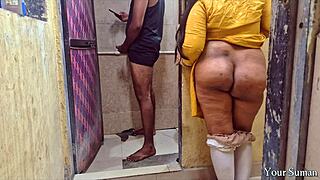 indian stepsis spots my huge lund and porn then bends over for wet pussy doggystyle creampie