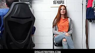 disgusted shoplifter teen scarlett mae fucked roughly by pervy officer after stealing tv