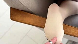 hey, wanna see this cute college nerd playing with her nylon-covered feet?