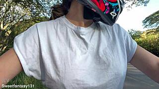 hey my fave didi client notices no bra and slips hands in my panties outdoors