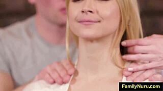 so my stepmom joins our massage turning it into a wild threesome with her big tits n young energy