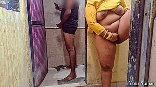 indian stepsis spots my huge lund and porn then bends over for wet pussy doggystyle creampie