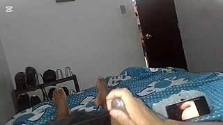 friend spies me jerking off then joins for double anal creampie