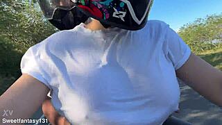 hey my fave didi client notices no bra and slips hands in my panties outdoors