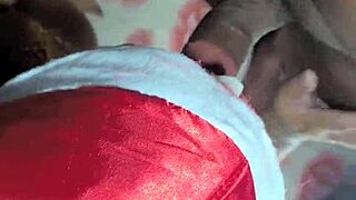 Pregnant Blonde Pornstar Dresses Festive To Suck Actor's Cock Deep On Christmas Mature Style!