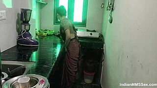 Indian couple bangs hard in kitchen