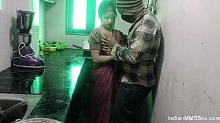 Indian couple bangs hard in kitchen