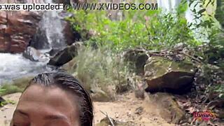 blonde latina milf with big natural tits and juicy pussy fucked hard at waterfall by monster cock