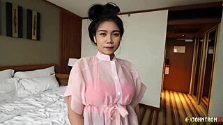 discover tattooed thai babe's tight ass taking pov monster cock creampie