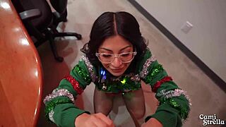 Damn my big titty latina coworker rides me hard at the office christmas party