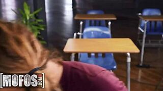 Charles Dera Fucks Cute Destiny Cruz's Wet Pussy on Classroom Desk