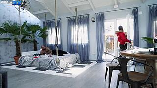 angel emily bound tight takes mike angelo's rough anal pounding all night