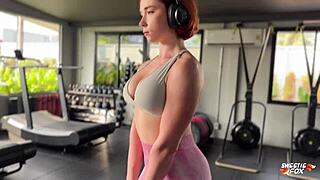 fitness babe rocks anal plug at gym then bends for deep doggy creampie - sweetie fox