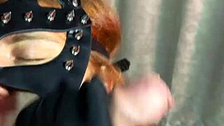 Pantyhose bitch swallows cum perfectly without spilling a drop.