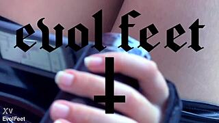 Goddess chokes slave with deepthroat gags then makes him lick my heels and toes while i striptease spit on him