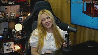 A Branquinha Bends Over Podcast Table Revealing Huge Pussy In Tiny Panties