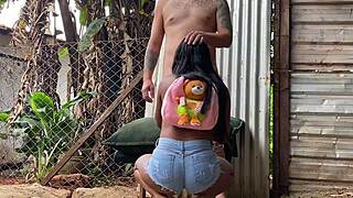 Young Brazilian pretinha sucks and gives tight ass outdoors without wife seeing