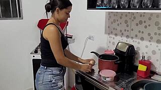 delicious brunette teases her audience orally