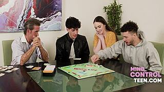 Hazel Moore pleads with stepdad to stay cool during mind control teen group fantasy