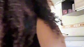 Chubby latina's fat belly jiggles cooking big ass