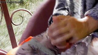 Hairy mature flashes bush upskirt on carriage ride