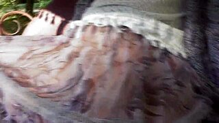 Hairy mature flashes bush upskirt on carriage ride