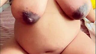 pregnant arab babe's solo play flaunts big boobs hairy pussy