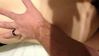 sexy wife teases her husband with a deep blowjob then he bends her over the bed and cums on her ass