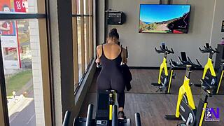 latina gym babe teases all day then bends over bedroom for creampie doggystyle pounding