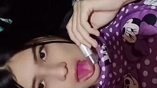 horny latina neighbor bursts in, catches white guy jerking and joins his dirty toy play