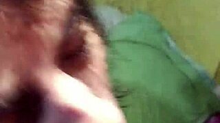 Sucking that big black cock until he explodes all over her