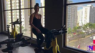 latina gym babe teases all day then bends over bedroom for creampie doggystyle pounding